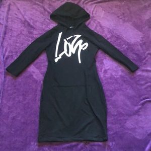 Sweater dress/black long sleeve/Love hoodie